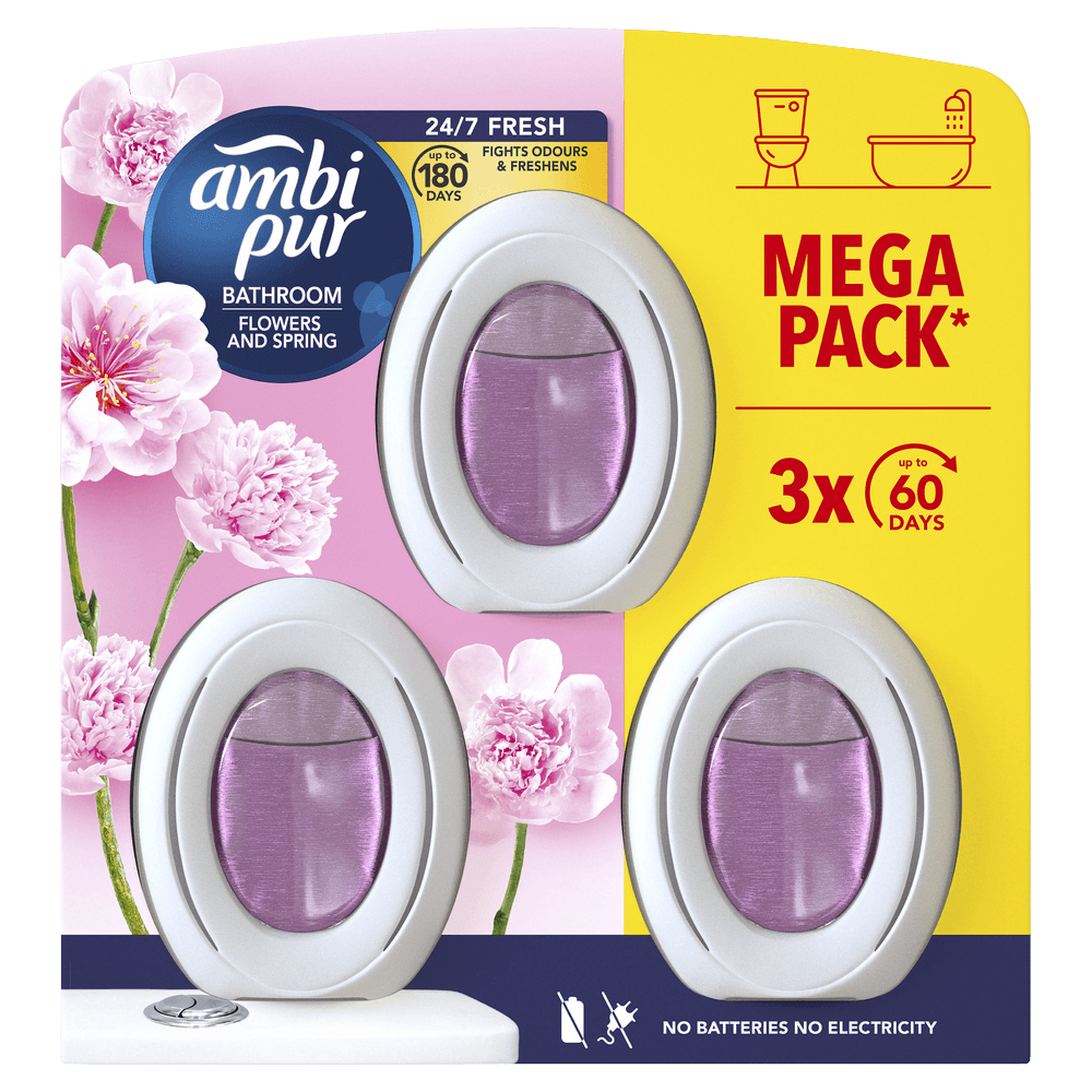 AMBIPUR Bathroom Flowers and Spring 3 x 24 ml