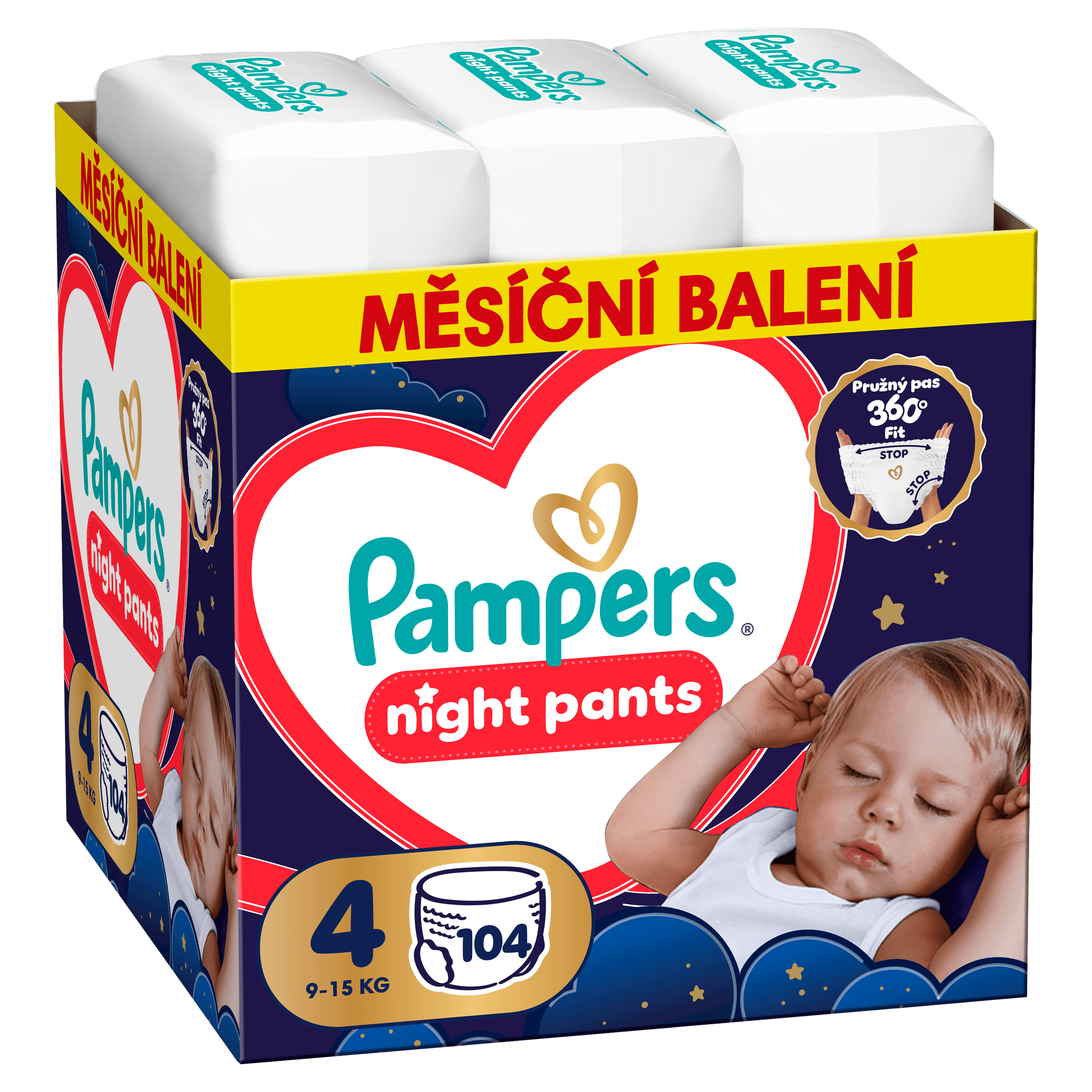 PAMPERS Plienkové nohavičky, Pants Night Veľkosť 4, 104 ks