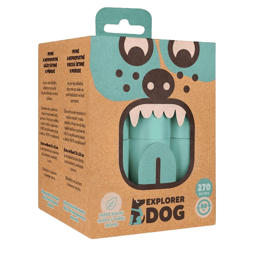 THE EXPLORER DOG Vrecká recyklované na psie exkrementy s vôňou mäty 270 vrecúšok