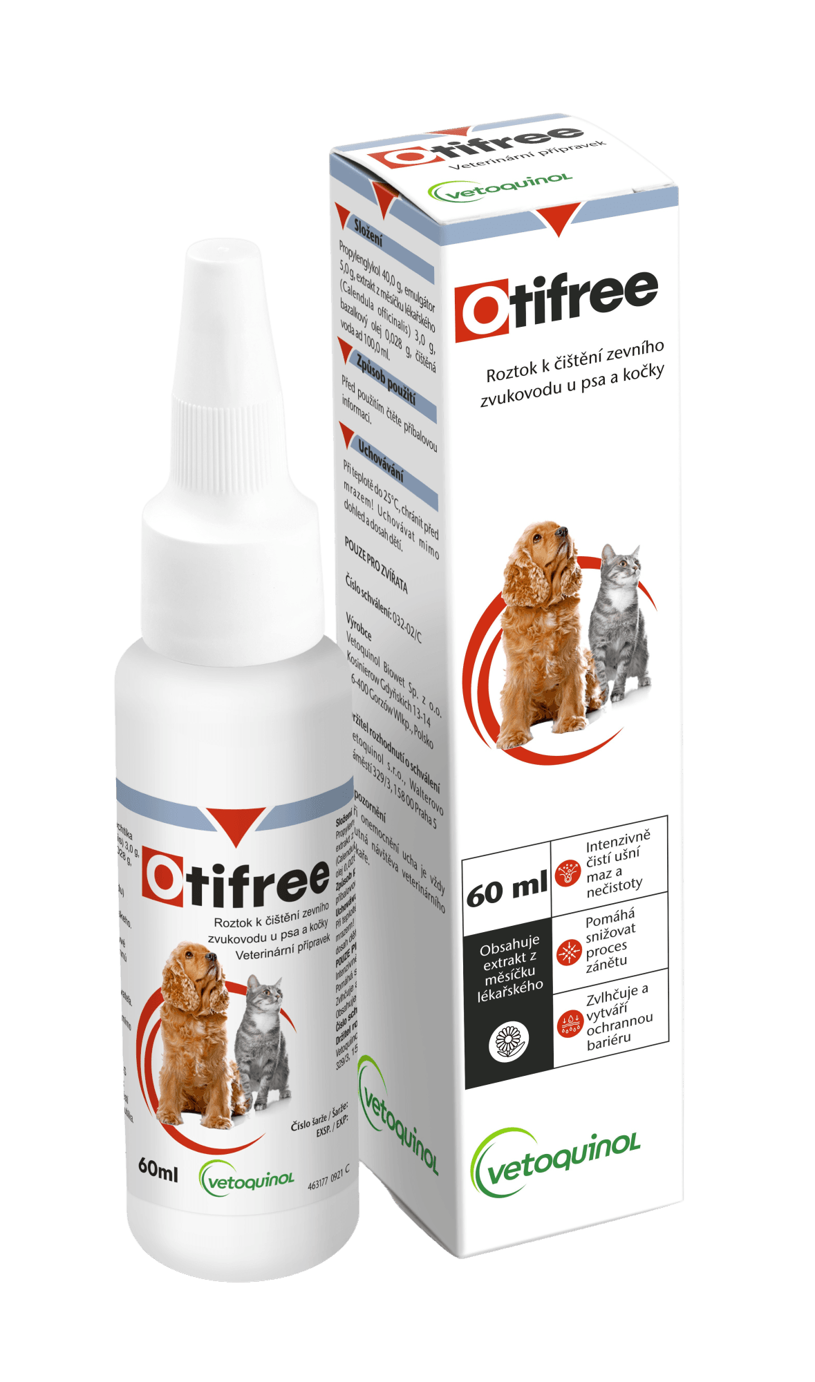 OTIFREE Čistenie vonkajšieho ušného kanála pes/mačka 60 ml
