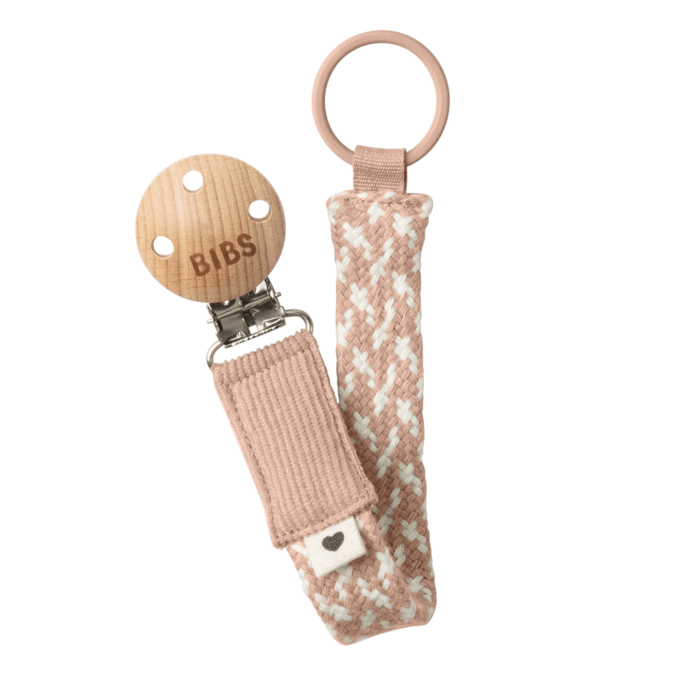 BIBS Paci Braid klip na cumlík, Blush/ Ivory
