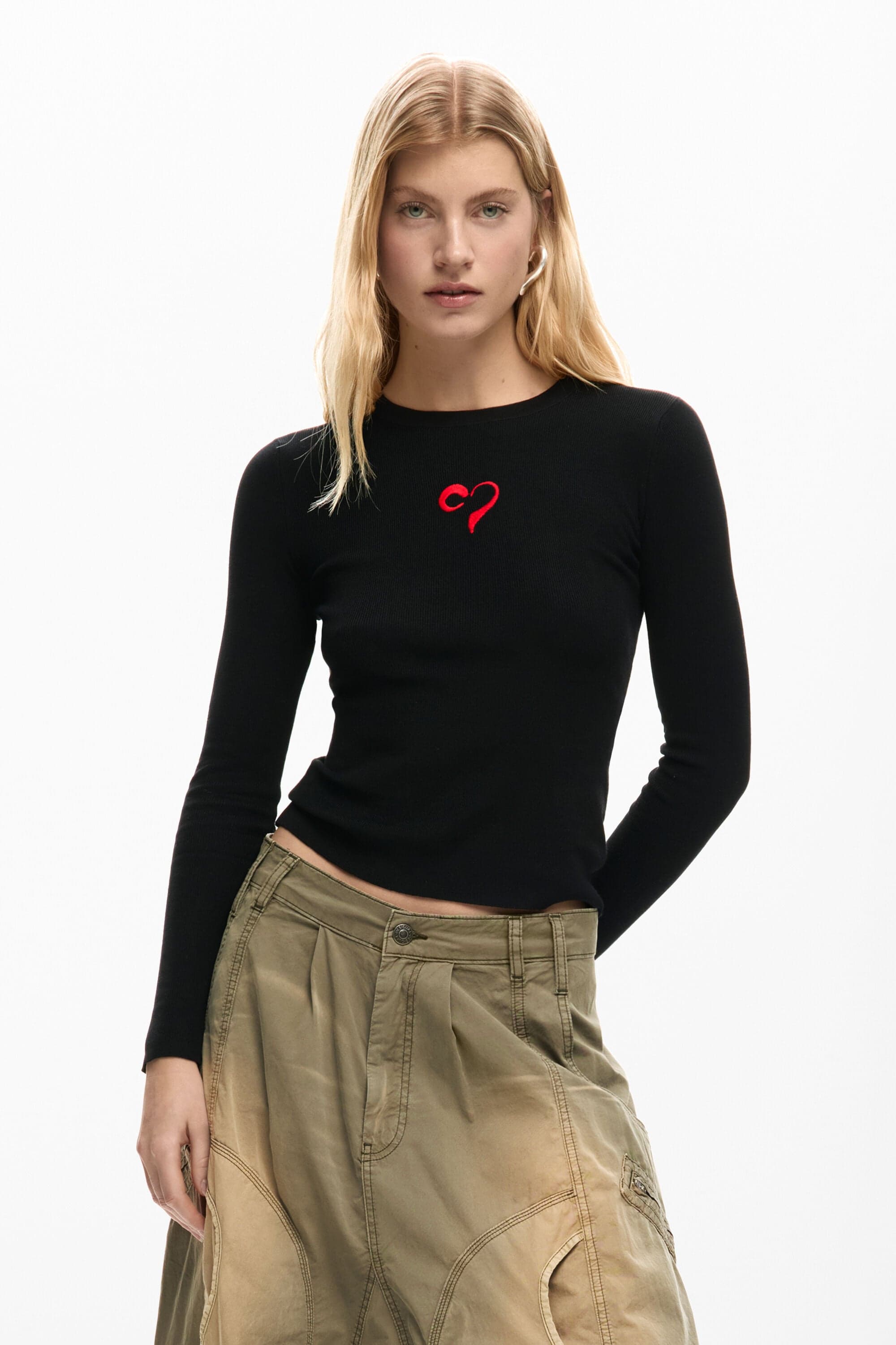 Desigual, Jemný sveter srdce, DáMské, ČIerna, XS