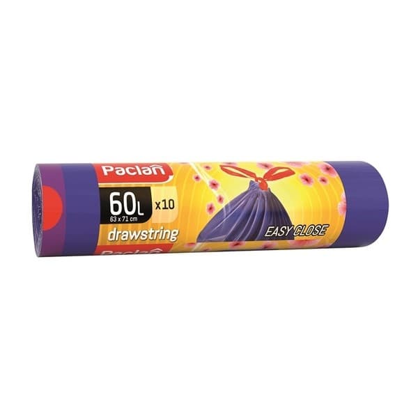 PACLAN Vrecia na odpad AROMA s vôňou, zaťahovacie uši 60L - 10ks (fialové), 15µ, HDPE
