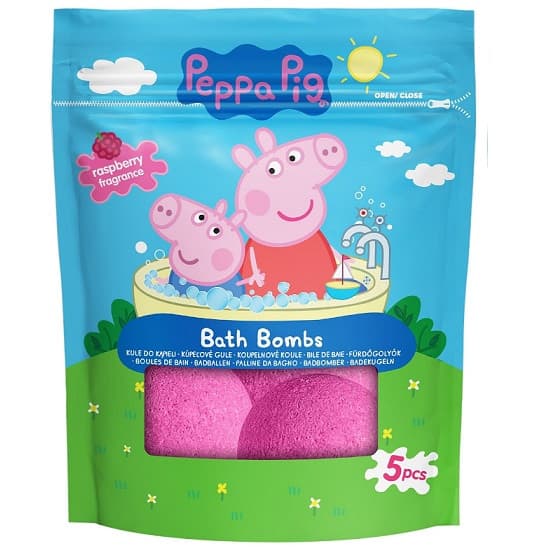 Peppa Pig Bath Bombs Šumivé guľôčky do kúpeľa pre deti 5x50g
