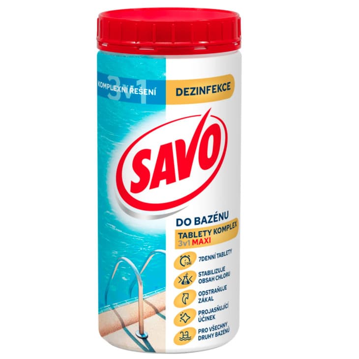 SAVO tablety do bazénu 1,2kg MAXI komplex 3v1 (6x200g)